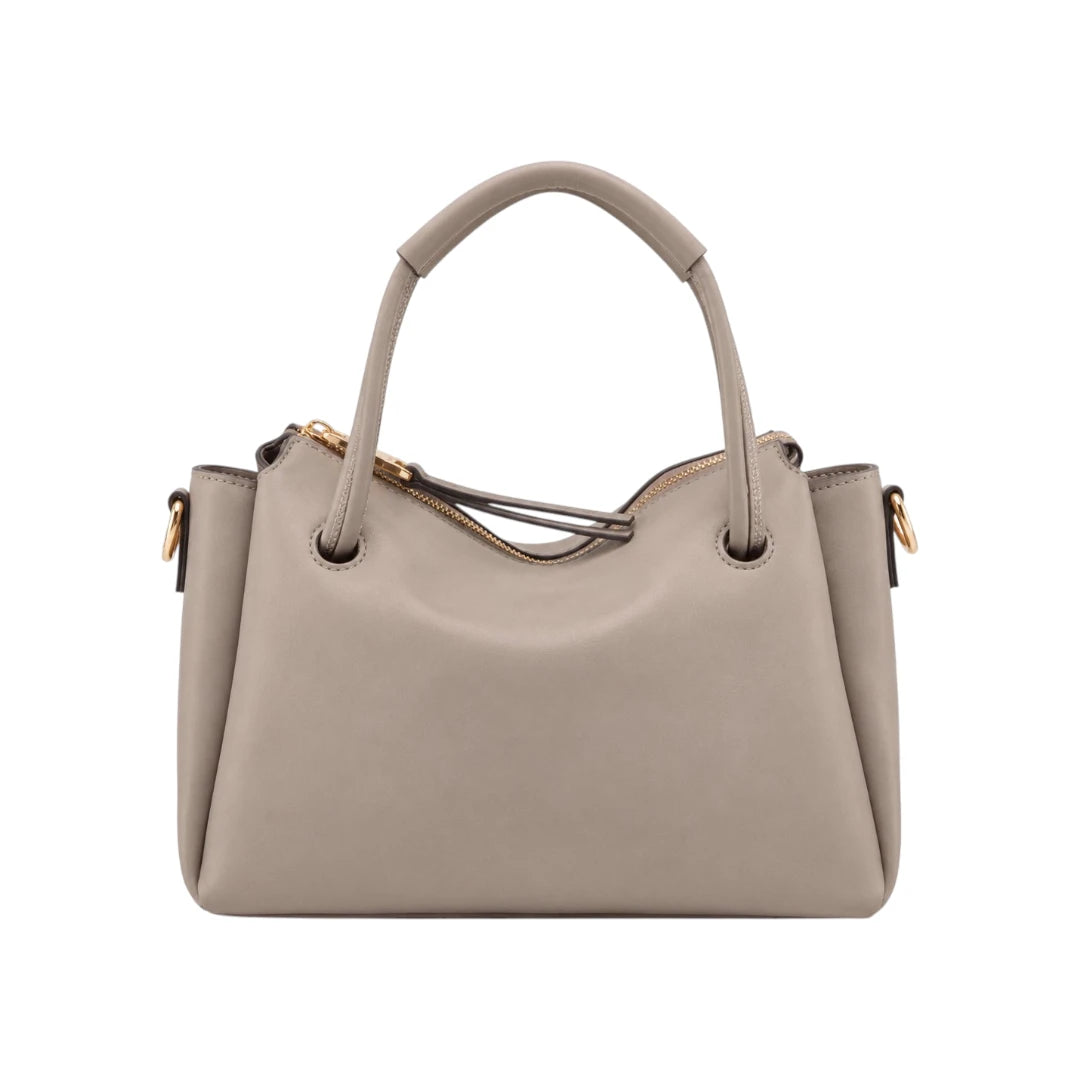 Sahru Female Beige Leather Classic Satchel Bag