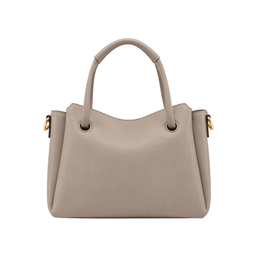 Sahru Female Beige Leather Classic Satchel Bag