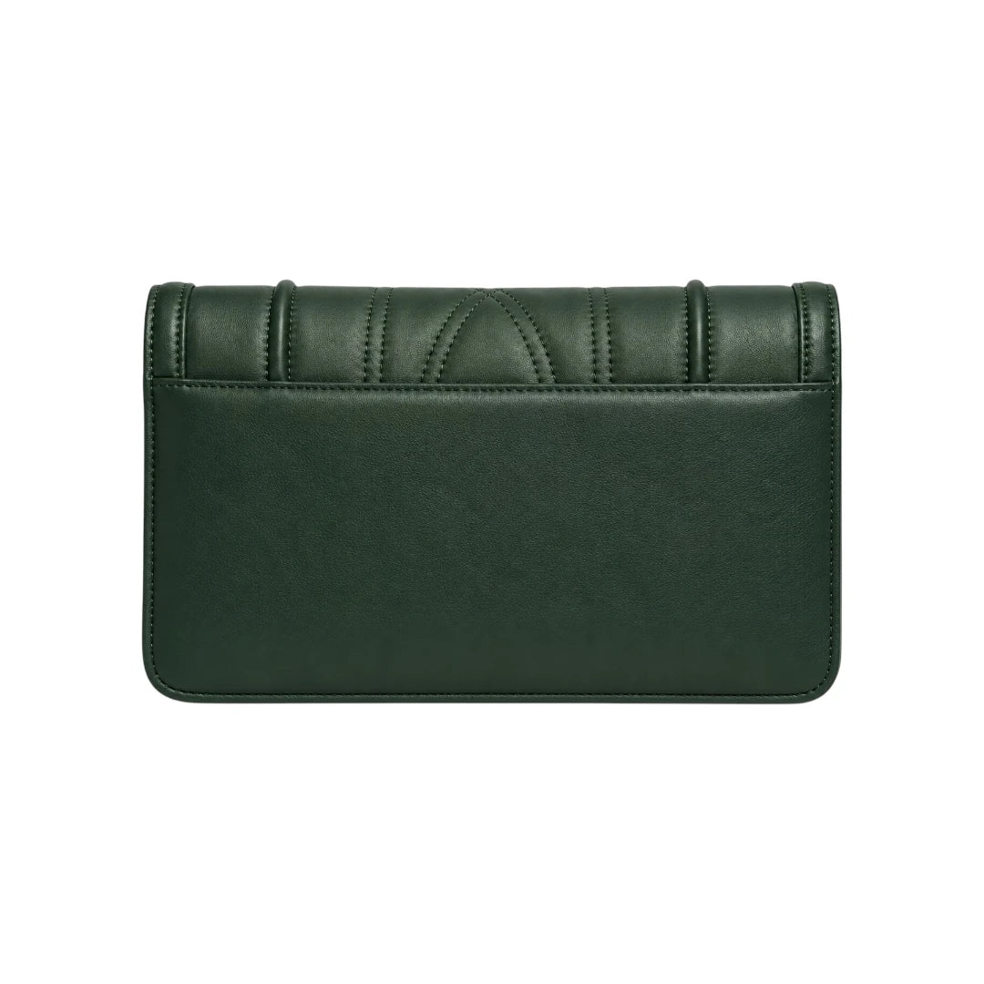 Sahru Female Green Leather Floral Clutch Bag
