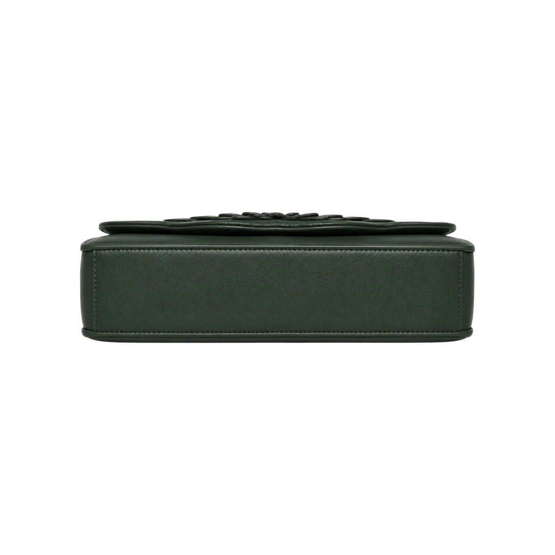 Sahru Female Green Leather Floral Clutch Bag