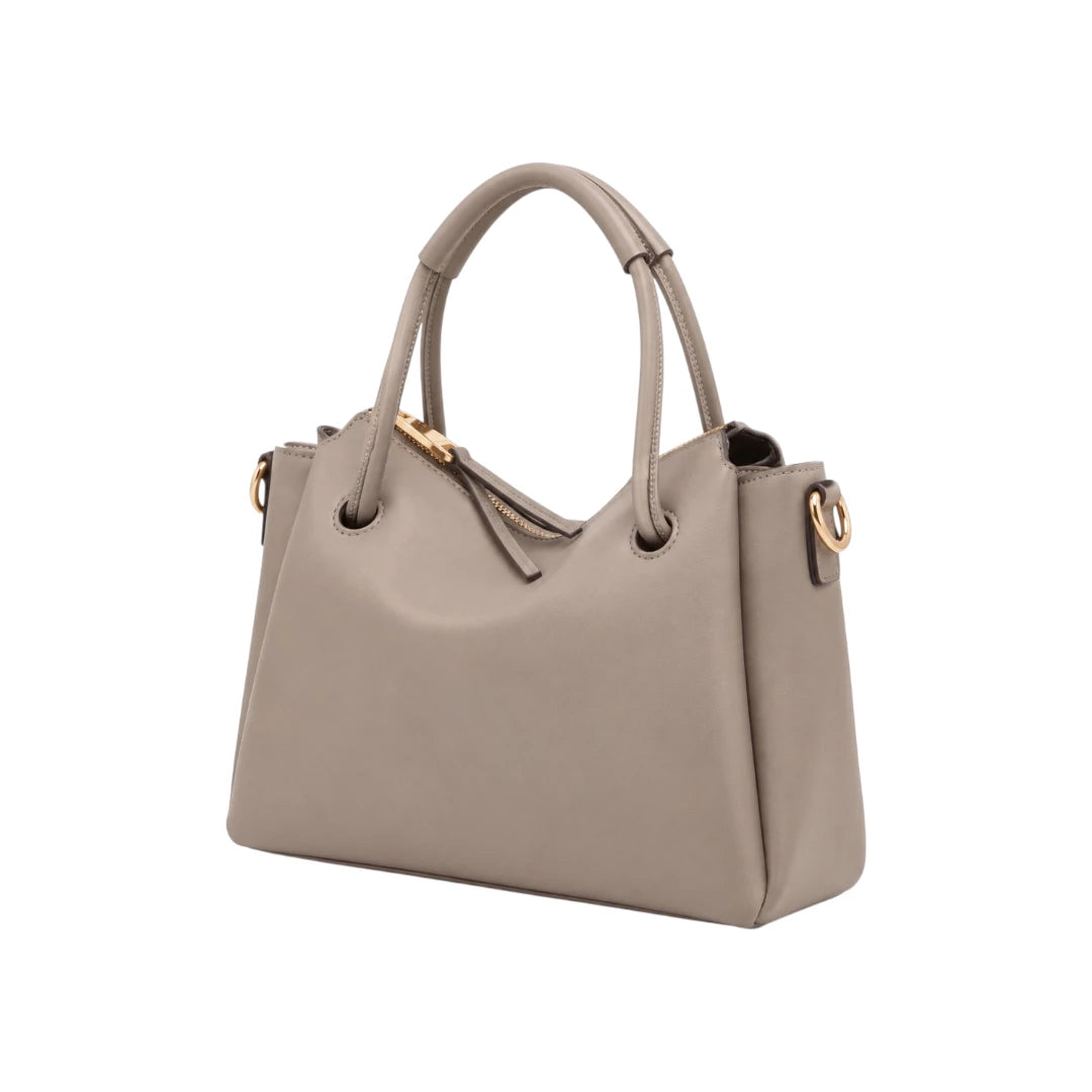 Sahru Female Beige Leather Classic Satchel Bag