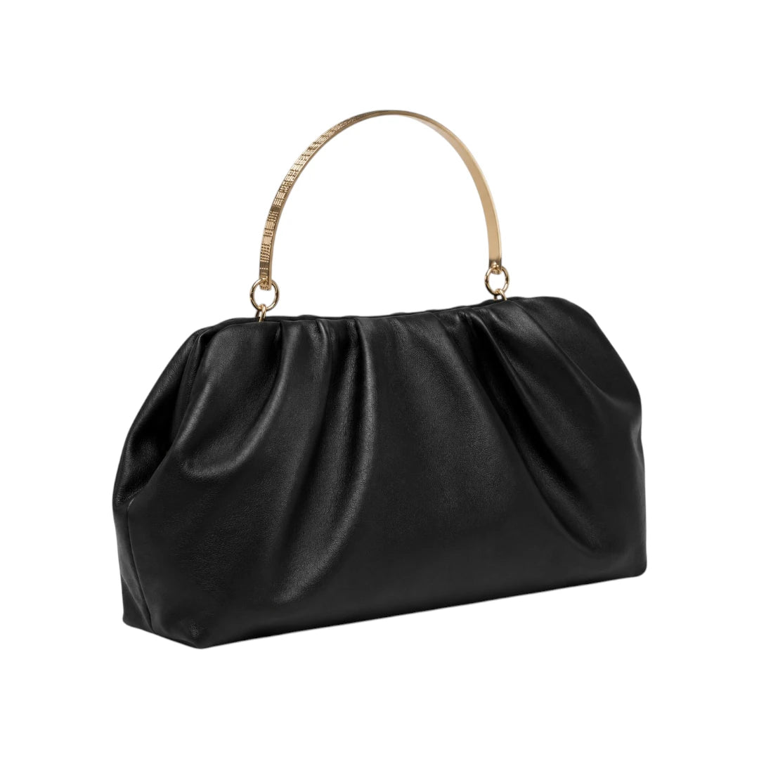 Sahru Female Black Leather Evening Clutch Bag