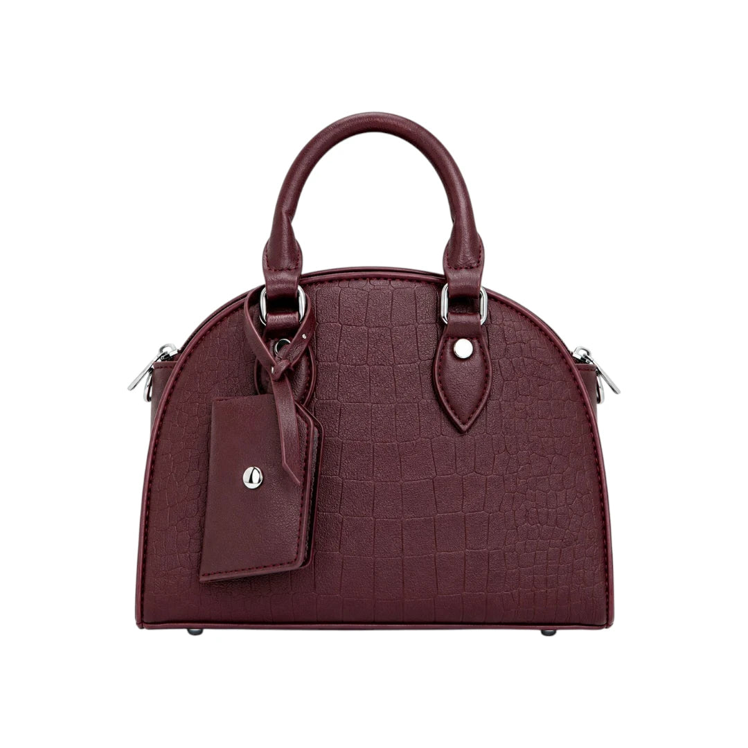 Sahru Female Burgundy Croc Leather Satchel Bag