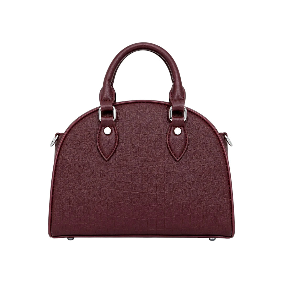Sahru Female Burgundy Croc Leather Satchel Bag