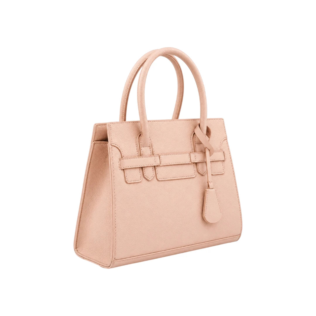 Sahru Female Pink Leather Structured Handbag